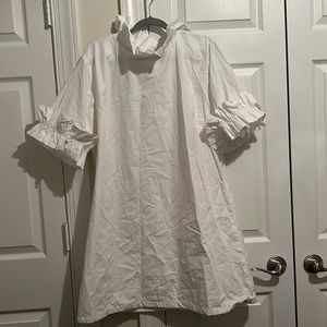 Elizabeth Wilson white ruffle sleeves shift dress xxxl